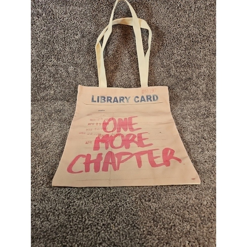 Pink Library Card Canvas Tote. 14"W X 17" T. New. Reusable